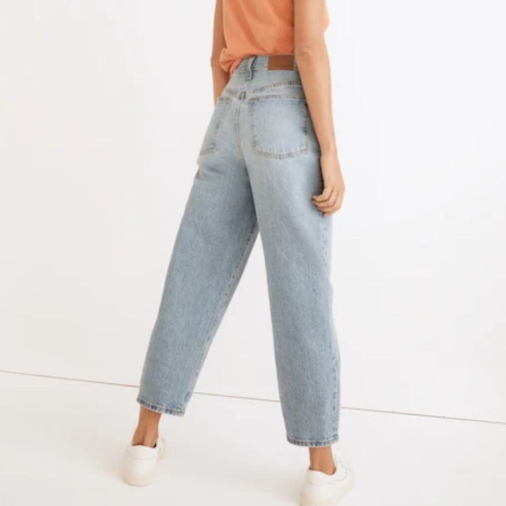 Madewell Balloon Jeans Cropped Medium Light Wash Baggy Curved Barrel Leg 29 - Picture 2 of 11